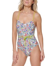 $98 Tommy Hilfiger Adjustable Tie Belt One-Piece Swimsuit Size 10 - £30.43 GBP