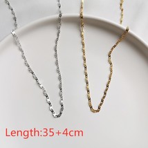 Louleur Genuine 925 Sterling Silver Choker Necklace Golden Basic Chain Necklace  - £28.57 GBP