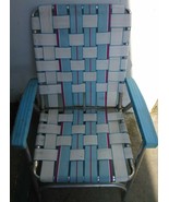 Vintage Aluminum Folding Chair Lawn Patio Outdoor Webbed Strap multi color  - $59.39