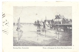 Sailboats Racing Day Nantucket MA Artist Ruth Haviland Sutton Postcard - $6.99