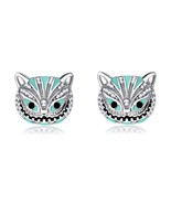 CHESHIRE CAT EARRINGS Alice in Wonderland Smiling Kitty Sparkling Rhines... - £8.00 GBP