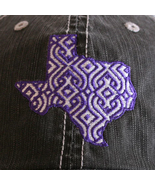 Embroidered Purple White Ikat Texas Distressed Trucker Hat - £19.49 GBP