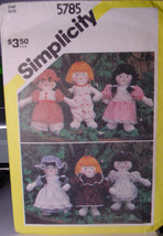 Pattern 5785 (Used) Small Rag Dolls 7 1/4&quot; with 6 outfits.  - £4.47 GBP