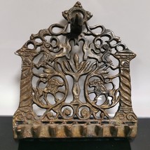 Antique Bronze Moroccan Judaica Hanukkah Oil Menorah Wall Hanging Handmade Rare - £112.09 GBP