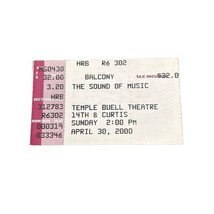 The Sound of Music Temple Buell Theatre Denver April 30 2000 Vintage Tic... - $10.90 CAD