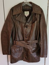 Vtg Mens 38 Deerskin Trading Post Brown Leather Jacket Perfectly Distressed - $68.31