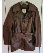 Vtg Mens 38 Deerskin Trading Post Brown Leather Jacket Perfectly Distressed - $68.31