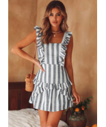 Grey and White Striped Mini Dress - $35.00