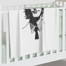 Black and White John Lennon Portrait Sublimation Baby Swaddle Blanket 30&quot; x 40&quot; - £30.94 GBP