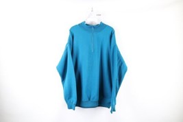 Vtg 90s Streetwear Mens Large Faded Blank Baggy Fit Half Zip Pullover Sweatshirt - £43.35 GBP