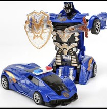 Automatic Deformation Transformers Electronic Robot Toy Car Music/Light - Blue - £11.93 GBP