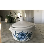 Jay Import Company Blue Velvet Floral Ceramic Casserole Canister With Lid - £11.79 GBP