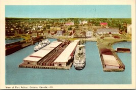 Canada Ontario Port Arthur Aerial View Ships Buildings Vintage Postcard - £7.37 GBP