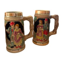 Vintage 1960s German Style Ceramic Beer Stein Mug Set Of 2 Made in Japan... - £10.89 GBP