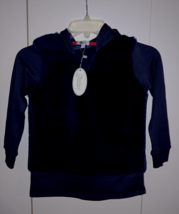 FRENCHIE MINI-COUTURE KID&#39;S NAVY HOODED VELOUR LS PULLOVER-8-NWT-CUTE - $13.99