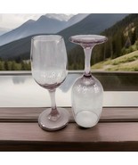 Vintage Libbey Pink Rose Premier Stemmed Wine Glasses Set of 2 7 1/4 &quot; Tall - $277.64 MXN