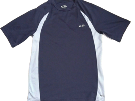 Champion Men&#39;s Athletic Shirt Size Small Dark Blue and Gray S/S Duo Dry Xcellent - £7.94 GBP