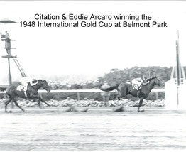 1948 - CITATION winning the International Gold Cup at Belmont Park - 10&quot; x 8&quot; - $20.00