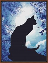 Moonlight Silhouette - Cat ~~ counted cross stitch pattern PDF - £15.69 GBP