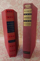 The Story of America in Pictures Hardback by Collins 2 Books 1940 and 1956  Red - £22.02 GBP
