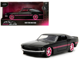 1969 Ford Mustang Black Metallic with Pink Stripes and Wheels &quot;Pink Slips&quot; Serie - £17.56 GBP