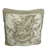 Toile Throw Pillow Green Ivory White Gingham Check Romantic French Count... - $734.91 MXN