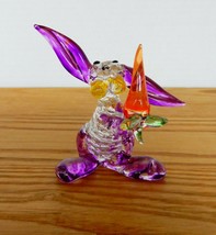 Cute vintage purple, orange &amp; clear art glass bunny &amp; carrot figurine - $20.00