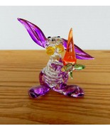 Cute vintage purple, orange &amp; clear art glass bunny &amp; carrot figurine - £15.72 GBP