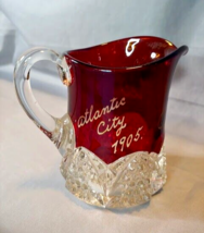 Atlantic City 1905 Mother Ruby Flashed Cream Pitcher Creamer Victorian EAPG - £23.70 GBP
