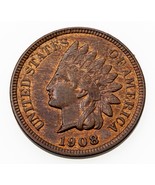 1908 1C Indien Cents En Bu État, Rouge Marron Couleur, Near Mint, Bien F... - $94.43