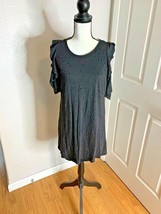 Alya Womens Sz M Black Dress Eyelet Lined Cold Shoulder Peep Sleeve - £7.04 GBP