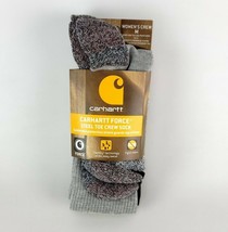 Carhartt Womens Force Performance Steel Toe Crew Socks 2 Pair M Grey &amp; Black - £16.09 GBP