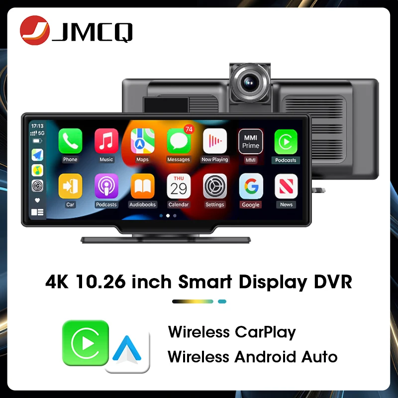 JMCQ 10.26&quot; Car Display 4K &amp; 1080P Dual Lens DVR Video Recorder Wireless Carplay - £79.23 GBP+