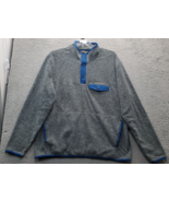 Eddie Bauer Sweater Mens Size XL Gray Fleece 1/4 Snap Button Mock Neck P... - $36.18 CAD