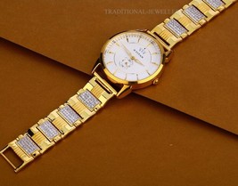 Brand New Designer Exclusive 22K 916% Gold Mens Man wrist Watch CZ Studded 9 - £6,481.25 GBP