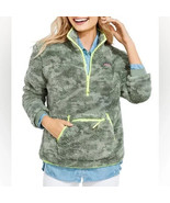 Vineyard Vines Pullover Women&#39;s Green Camo Teddy Soft Fuzzy Camouflage L... - $39.59