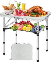 Folding Camping Table, Three-Adjustable Height Portable Camping Table,, And Bbq. - £33.71 GBP