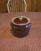 Hull Brown Drip Bean Pot. 7&quot;W x 7-1/2&quot;H To The Top Of The Lid.  - $21.00