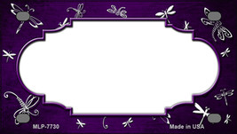 Purple White Dragonfly Scallop Oil Rubbed Novelty Mini Metal License Plate Tag - £11.90 GBP