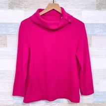 Jones New York Cashmere Side Button Funnel Neck Sweater Pink Womens Medium - $49.49