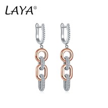 100% 925 Sterling Silver Fashion Style Shining Zircon Long Dangling Chain Earrin - £52.77 GBP