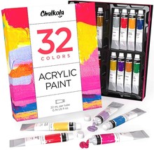 Acrylic Paint Set 32 Colors 0.74 oz/22 ml tubes Painting Wood Rocks Canvas+ NEW - £19.93 GBP