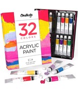 Acrylic Paint Set 32 Colors 0.74 oz/22 ml tubes Painting Wood Rocks Canv... - $34.11 CAD