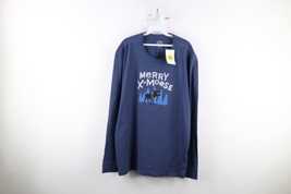 New Life is Good Mens XL Spell Out Christmas Merry X Moose Long Sleeve T-Shirt - £31.61 GBP