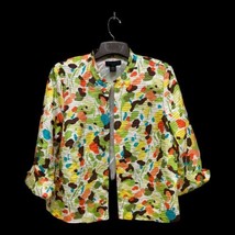Nwt 1X Multi Color Silkland Lined Silk Jacket Pintucks Open Nec 3/4 Sleeve Artsy - £18.97 GBP