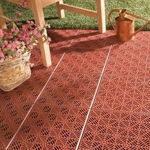 10 Interlocking Tile Indoor Outdoor Path Patio Walkway Pathway DIY TERRA COTTA - £27.95 GBP