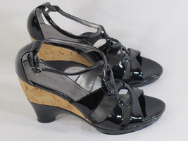 Tahari Black Open Toe Wedge Heel Shoes Size 6 M US Excellent Condition - £20.85 GBP