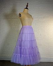 Light-purple Tiered Tulle Maxi Skirt Outfit Women Plus Size Sparkle Tulle Skirt image 5