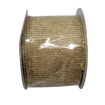 Gold Square Netting Wired Ribbon Christmas Wedding Wreath Crafts 2.5 in ... - £4.69 GBP