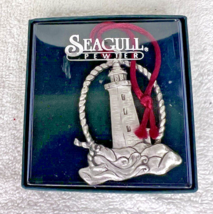 1994 Pewter Lighthouse Waves &amp; Rope Christmas Ornament Seagull Pewter  2... - $14.36